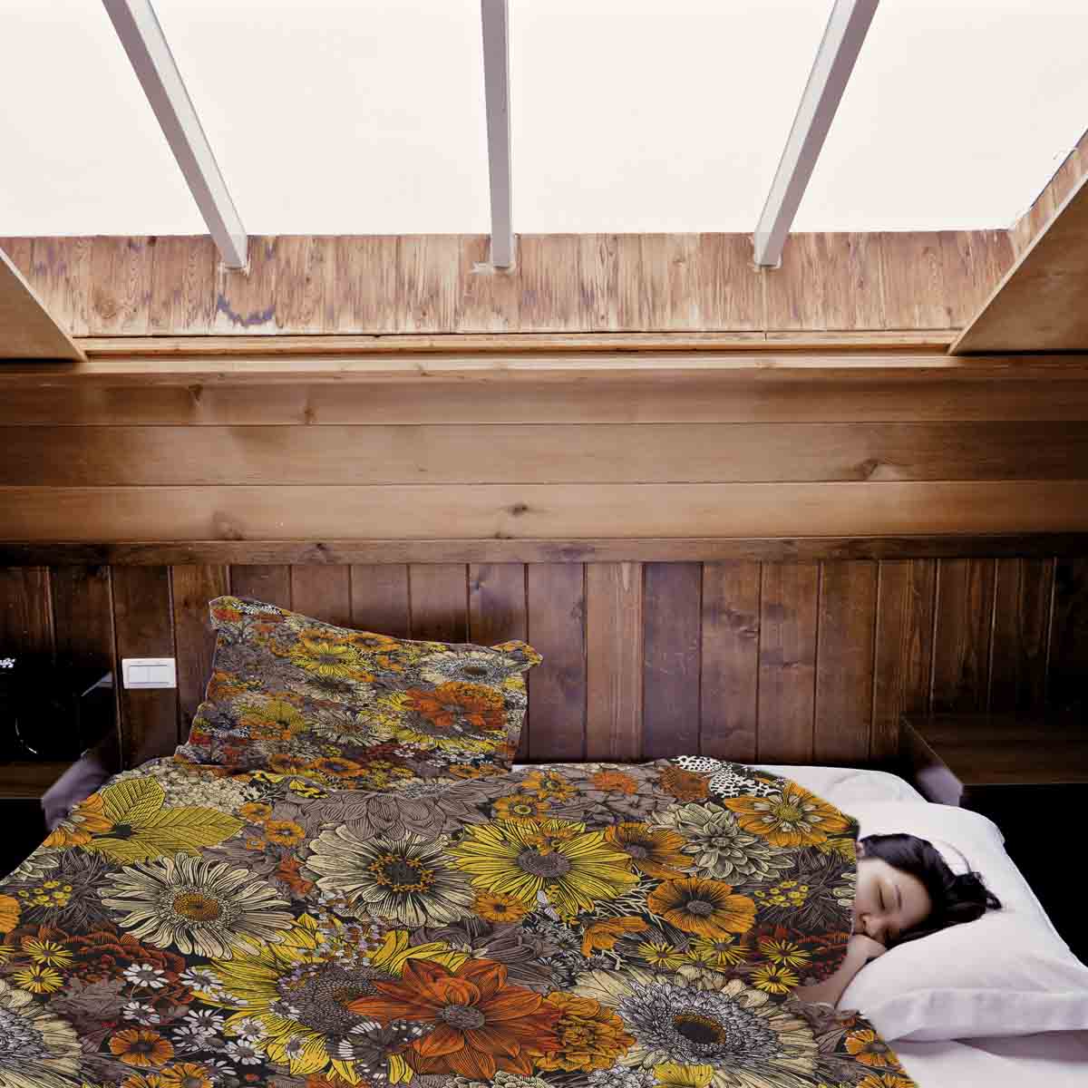 Set di biancheria da letto con coperte terapeutiche fiori gialli