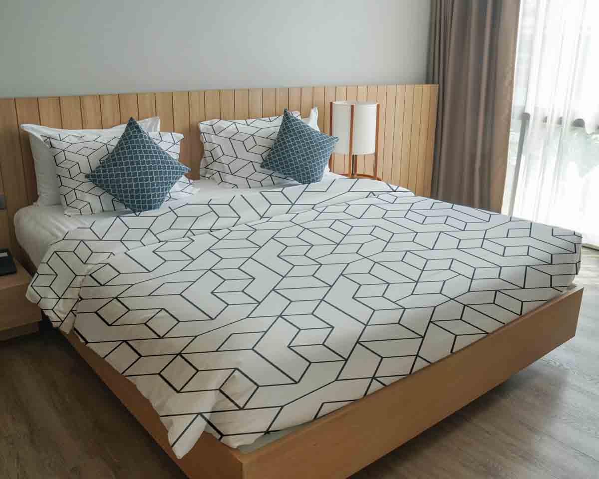 Originele therapiedeken - katoenen hoes wit met zwart patroon