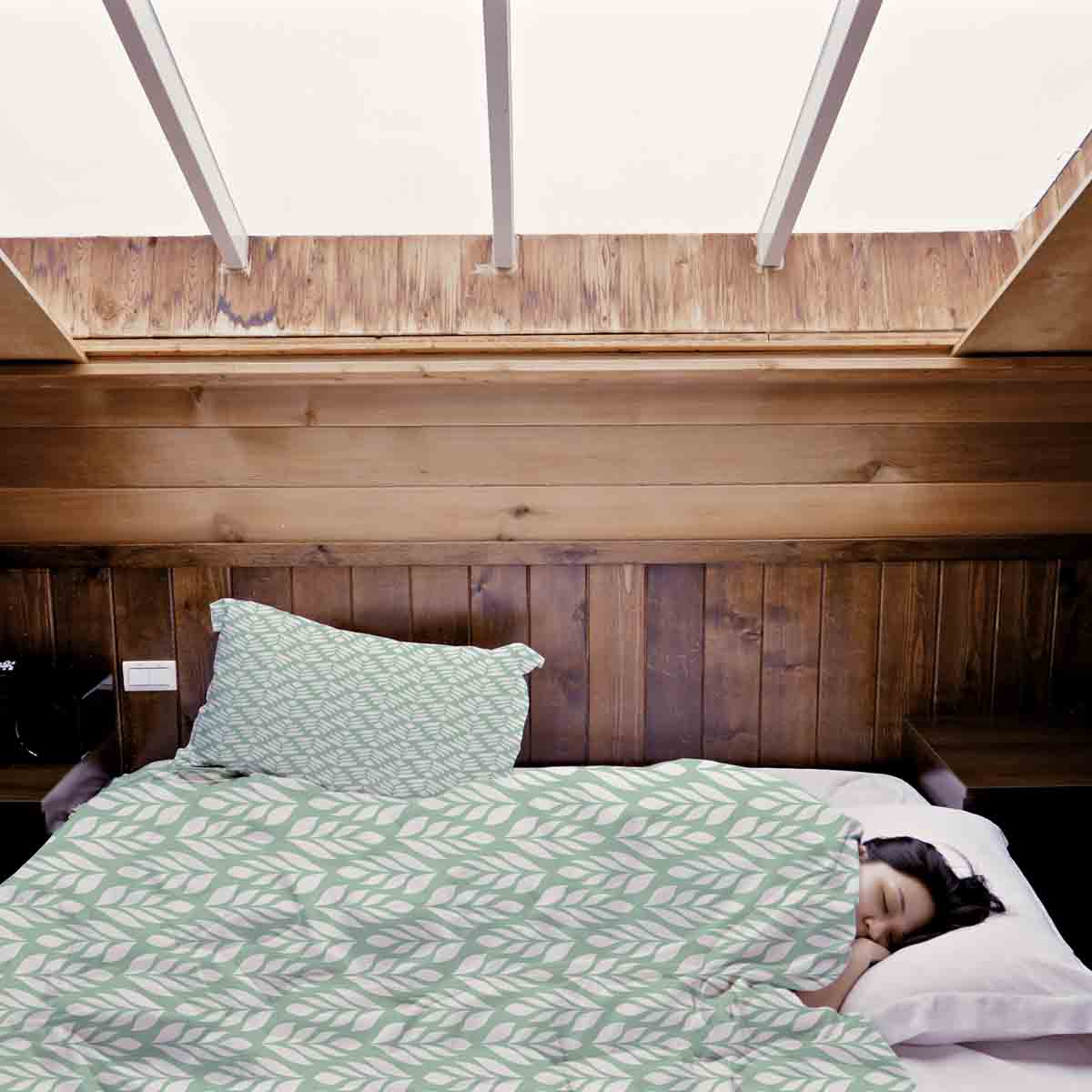 Original therapy blanket - cotton cover green with fir trees