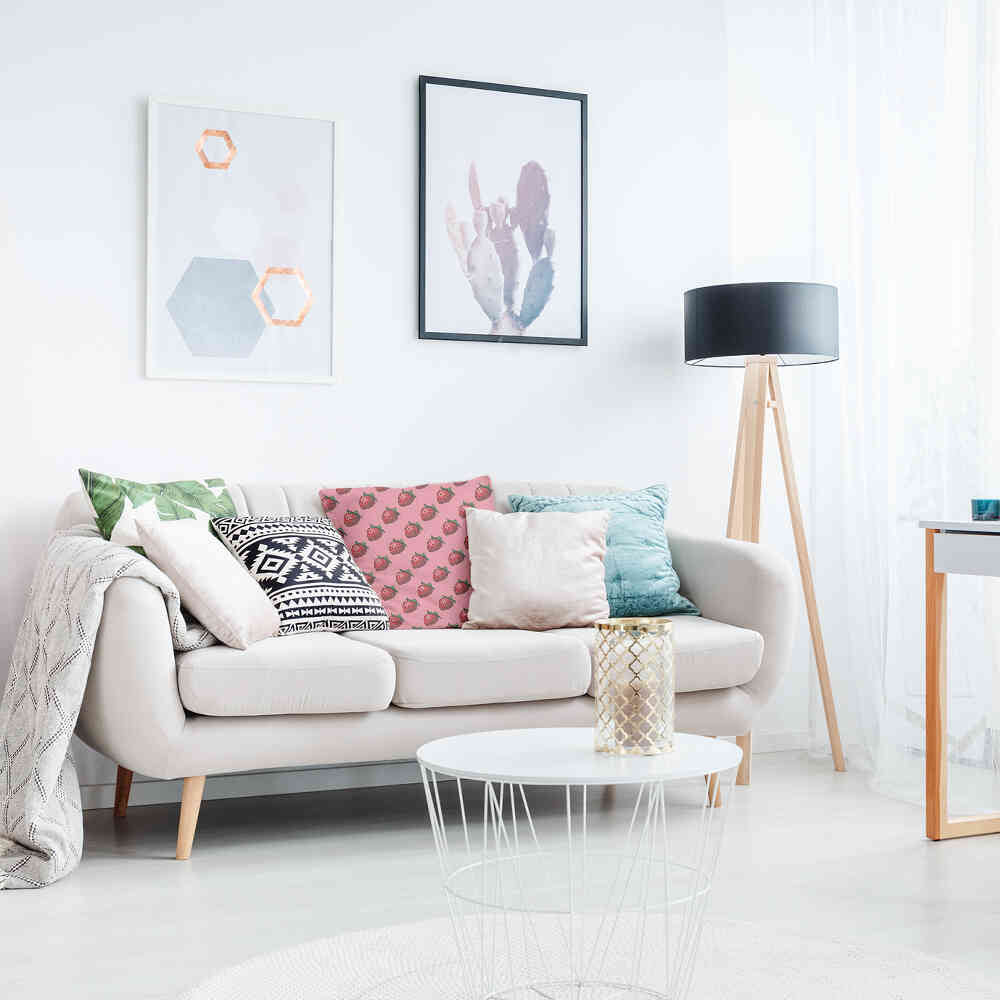 Health pillow pink with strawberries