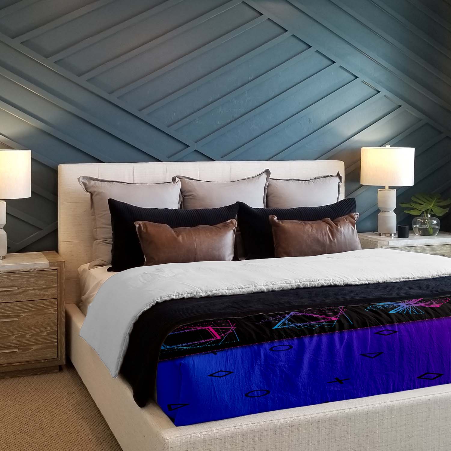 Set di biancheria da letto con coperte terapeutiche viola con forme