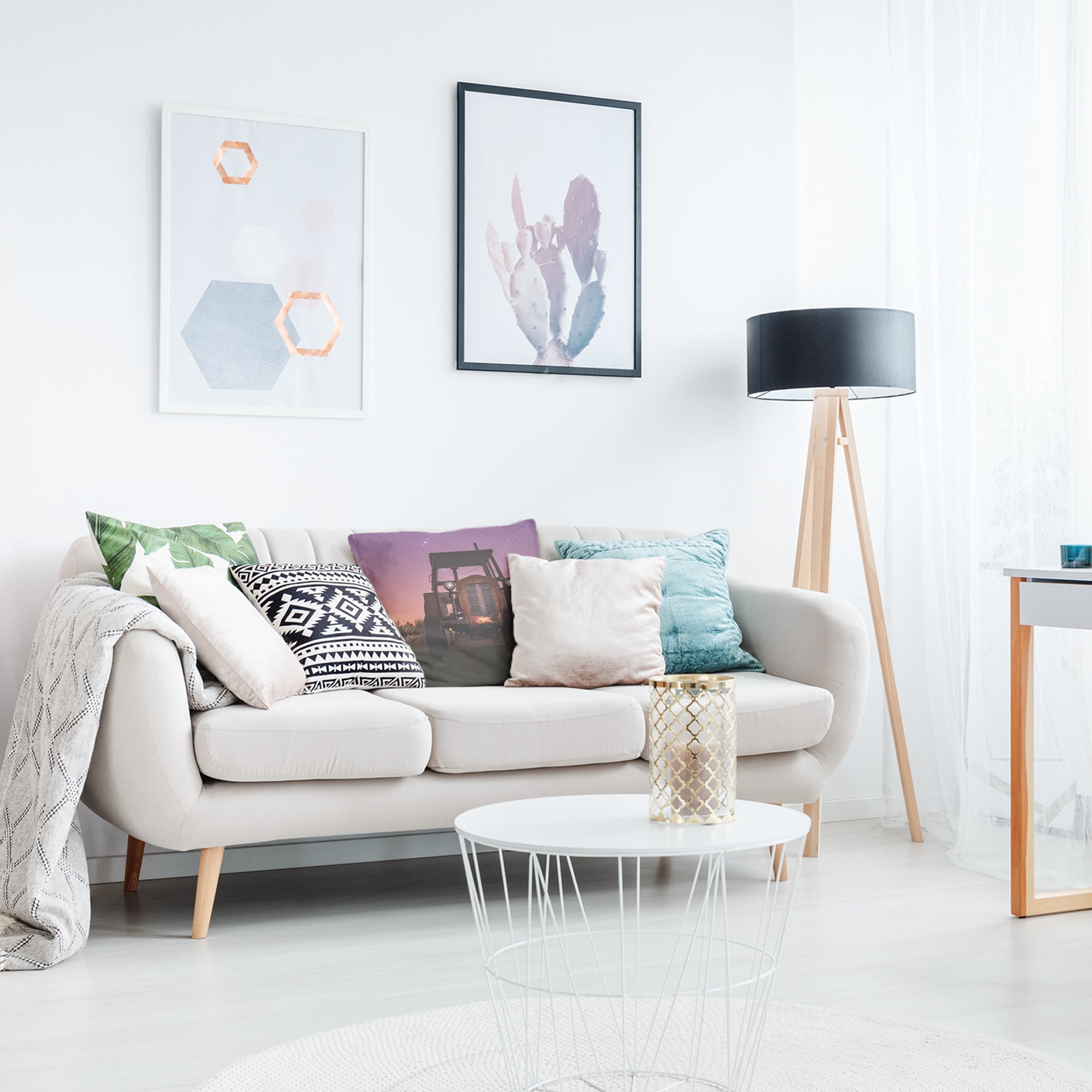 Almohada de salud morada con tractor