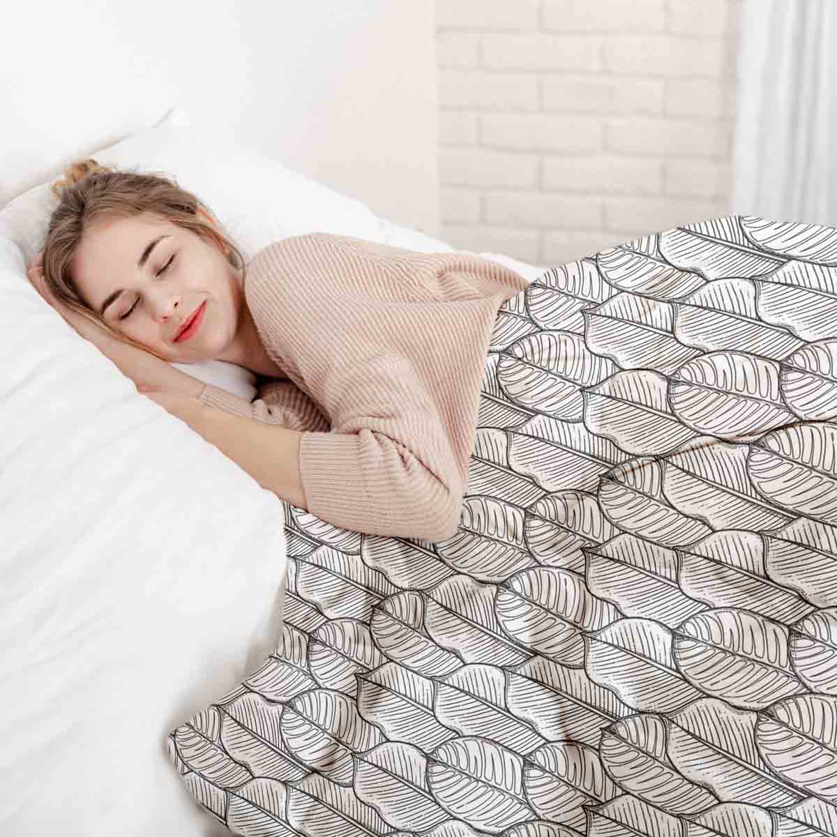 Therapiedekens beddengoed set grijs met esdoornbladeren