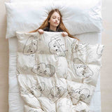 Set di biancheria da letto con coperte terapeutiche bianco con nuvole divertenti