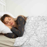 Original therapy blanket - cotton cover white with delicate gray branches