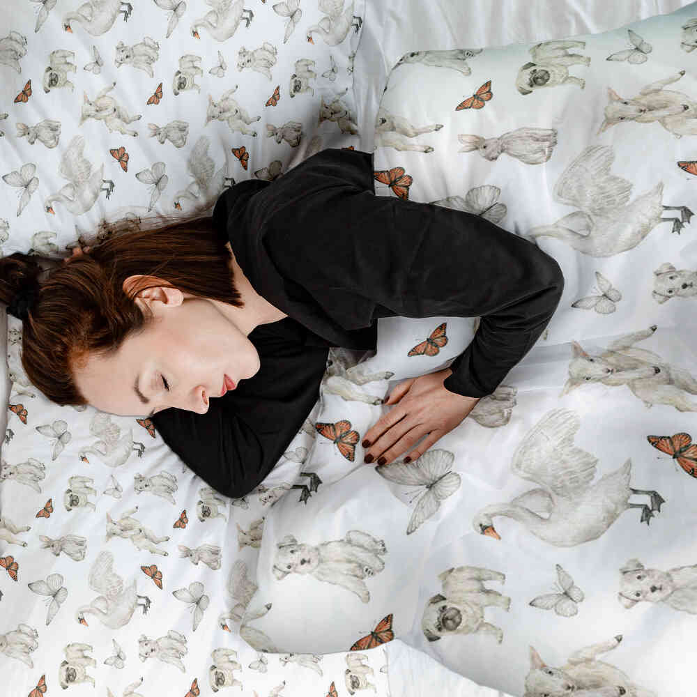 Originele therapiedeken - katoenen hoes wit schattige dieren