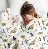 Coperta terapeutica originale - Rivestimento in cotone bianco con gufi