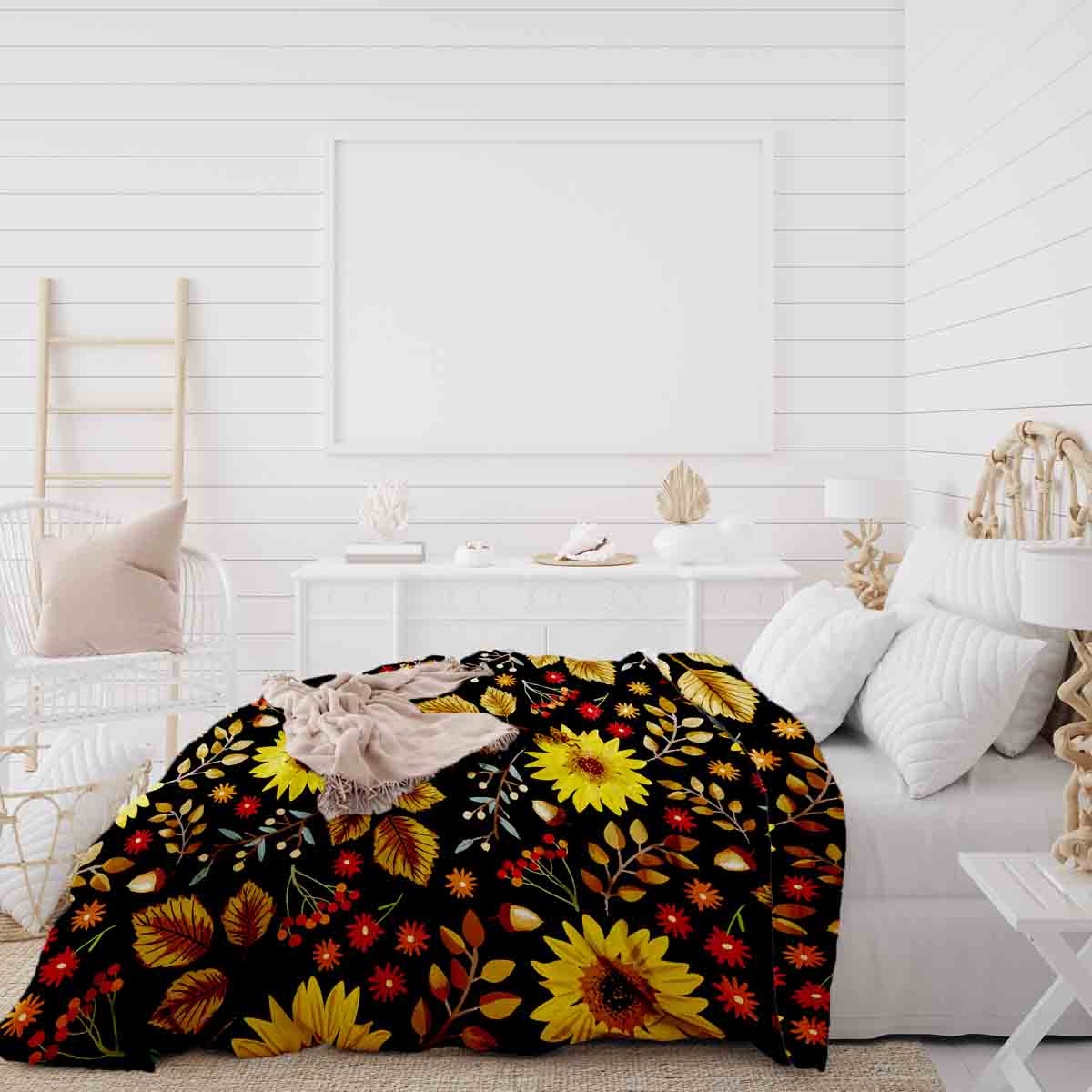 Therapy blankets bedding set with sunflower