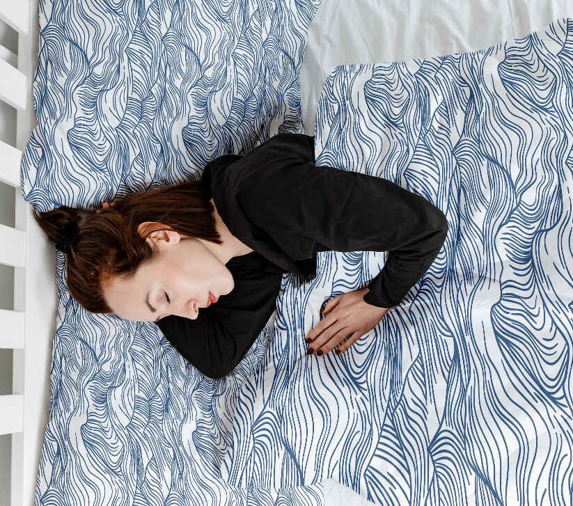 Originele therapiedeken - katoenen hoes golven in blauw