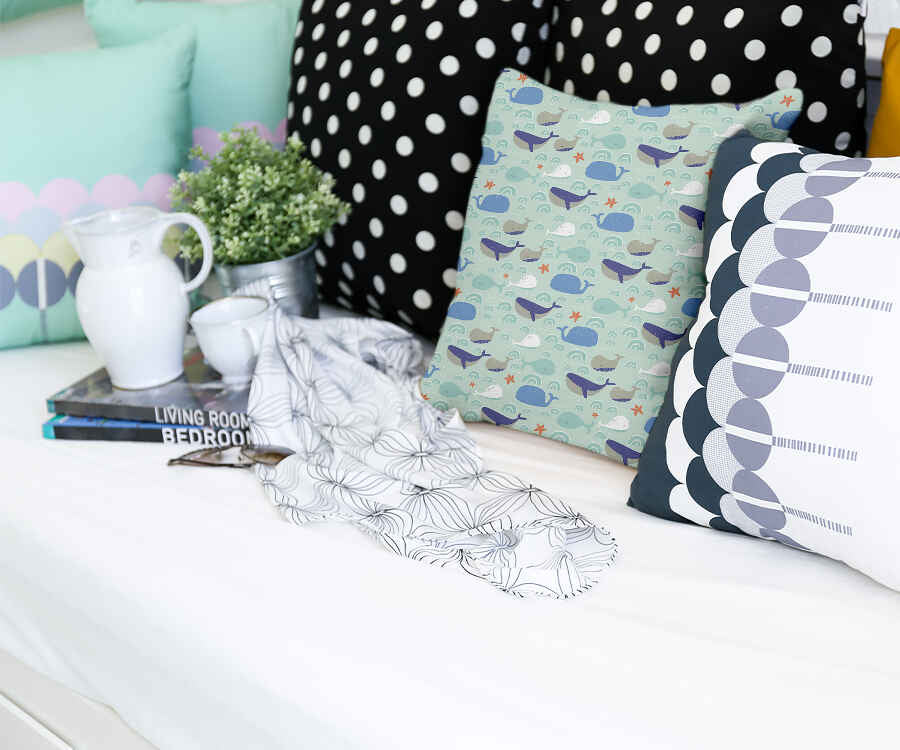 Cuscino salute verde con balene