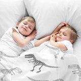 Set di biancheria da letto con coperta terapeutica bianca con scheletro di dinosauro