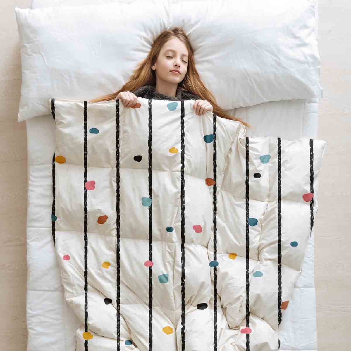 Set de ropa de cama con mantas terapéuticas y puntos de colores
