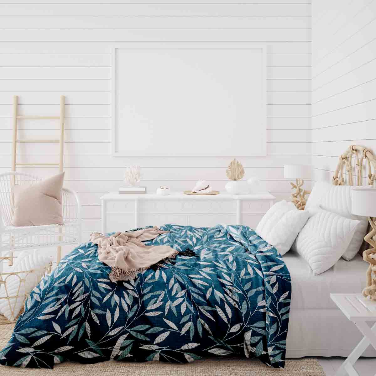 Therapy blankets bedding set with blue branches