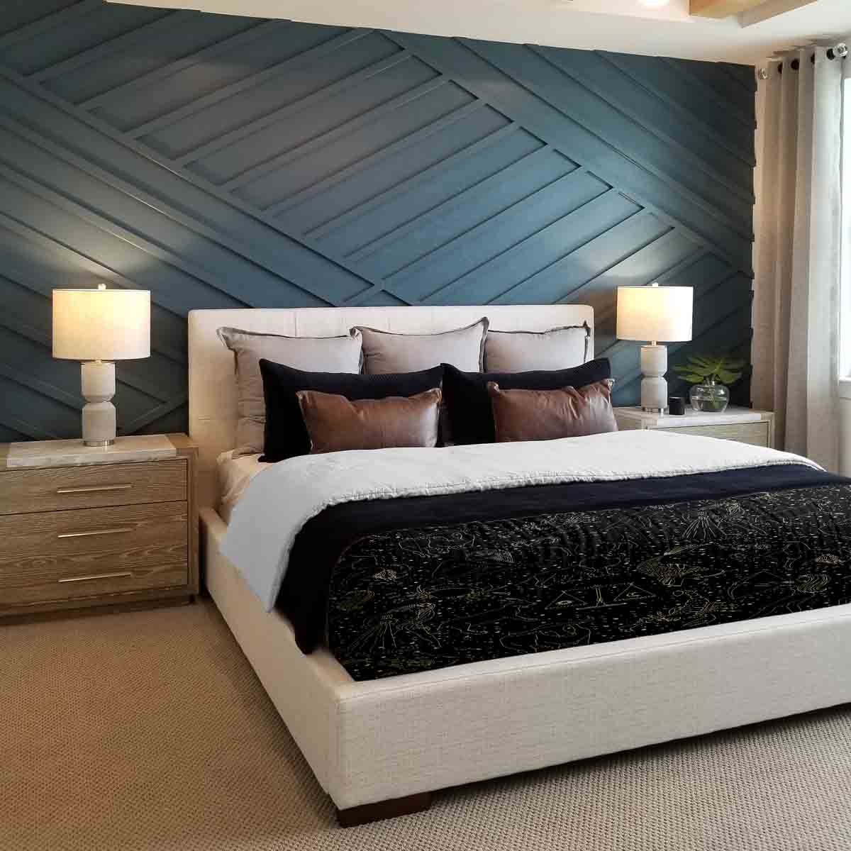 Set de ropa de cama con manta terapéutica negro horóscopo