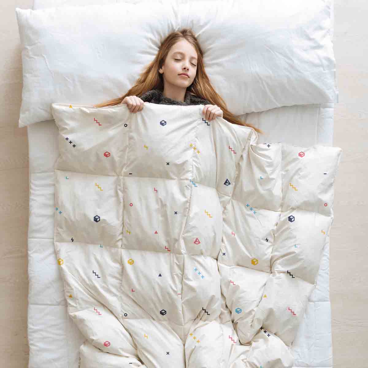 Therapiedekens beddengoed set wit met kleurrijke vormen