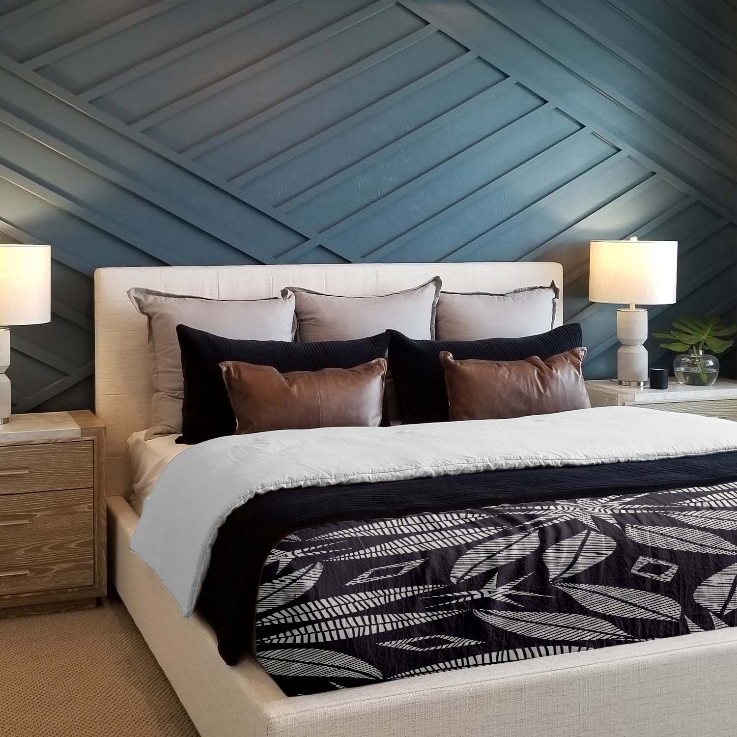 Set di biancheria da letto con coperta terapeutica e grande fiore