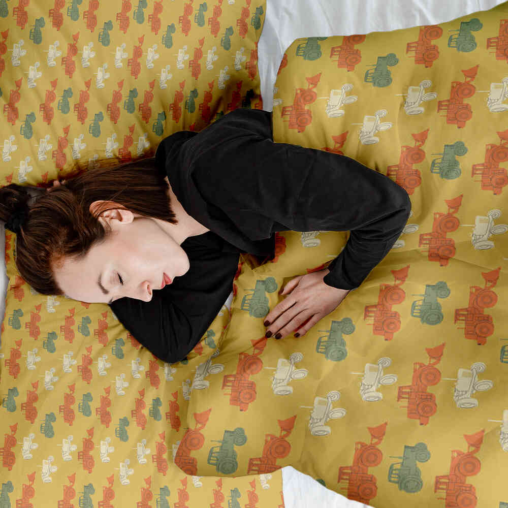 Set de ropa de cama con manta terapéutica naranja con tractores