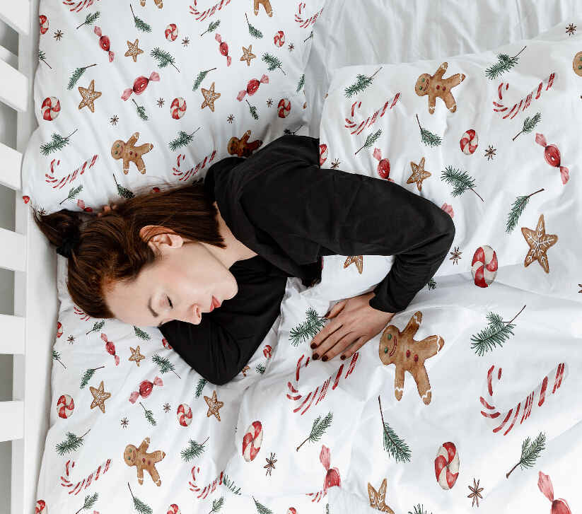 Originele therapiedeken - katoenen hoes witte kersttijd