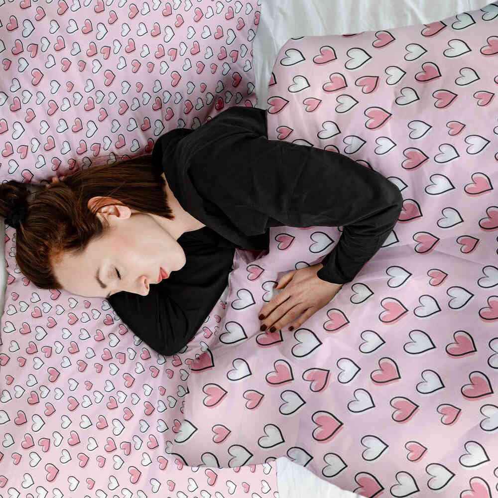 Originele therapiedeken - katoenen hoes met schattige hartjes