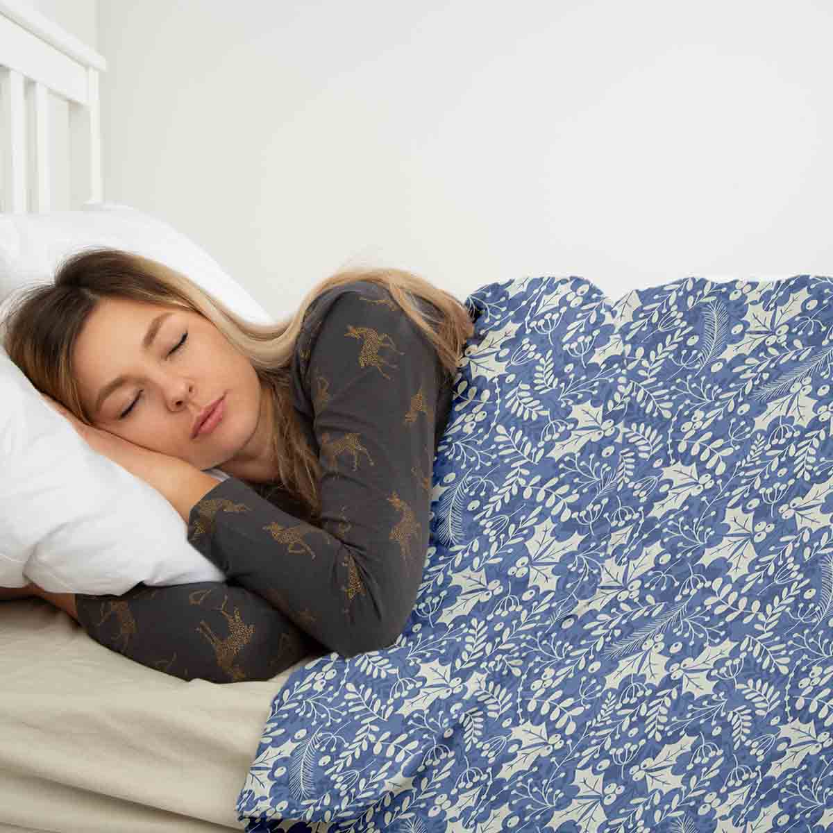 Coperta terapeutica originale - Rivestimento in cotone blu Natale