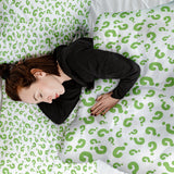 Originele therapiedeken - katoenen hoes groene vraagtekens