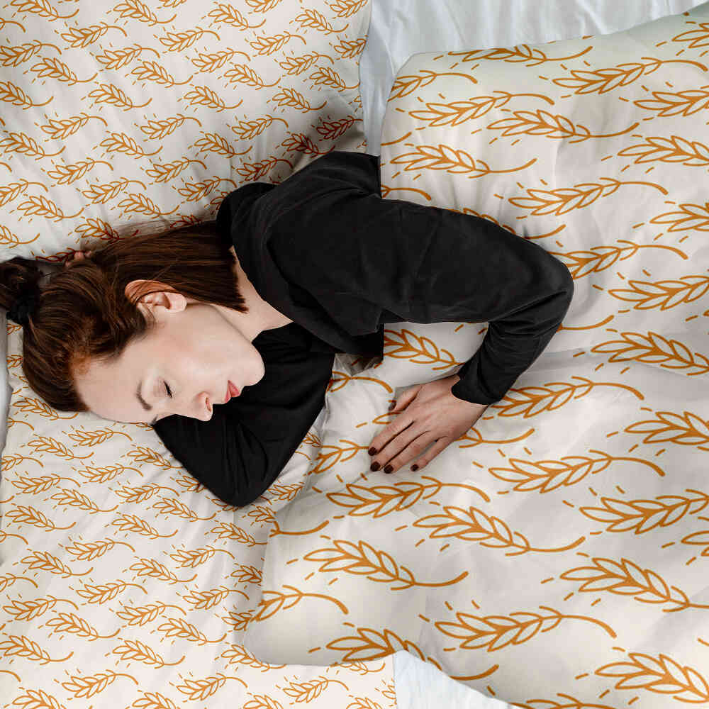 Originele therapiedeken - katoenen hoes wit met gele tarwe