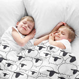 Coperta terapeutica originale - Rivestimento in cotone bianco con pecore