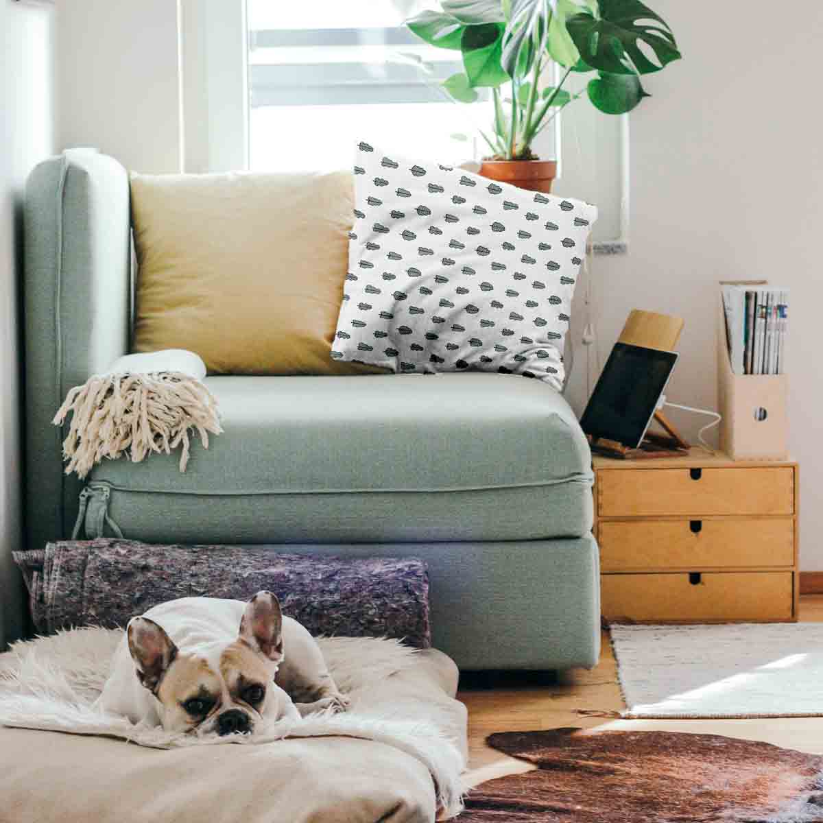Almohada de salud blanca con arbolitos