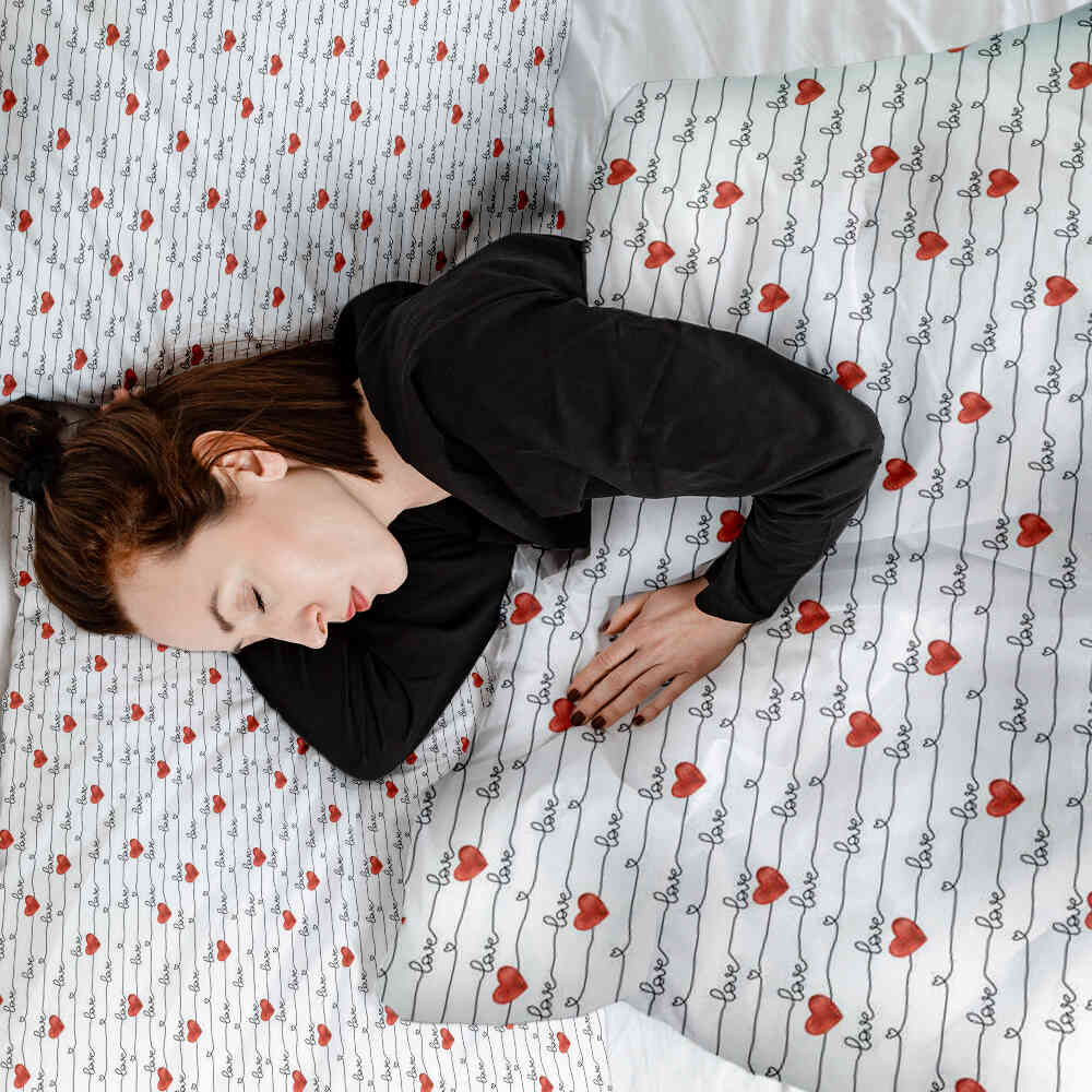 Manta terapéutica original - Funda de algodón blanca con inscripción Love