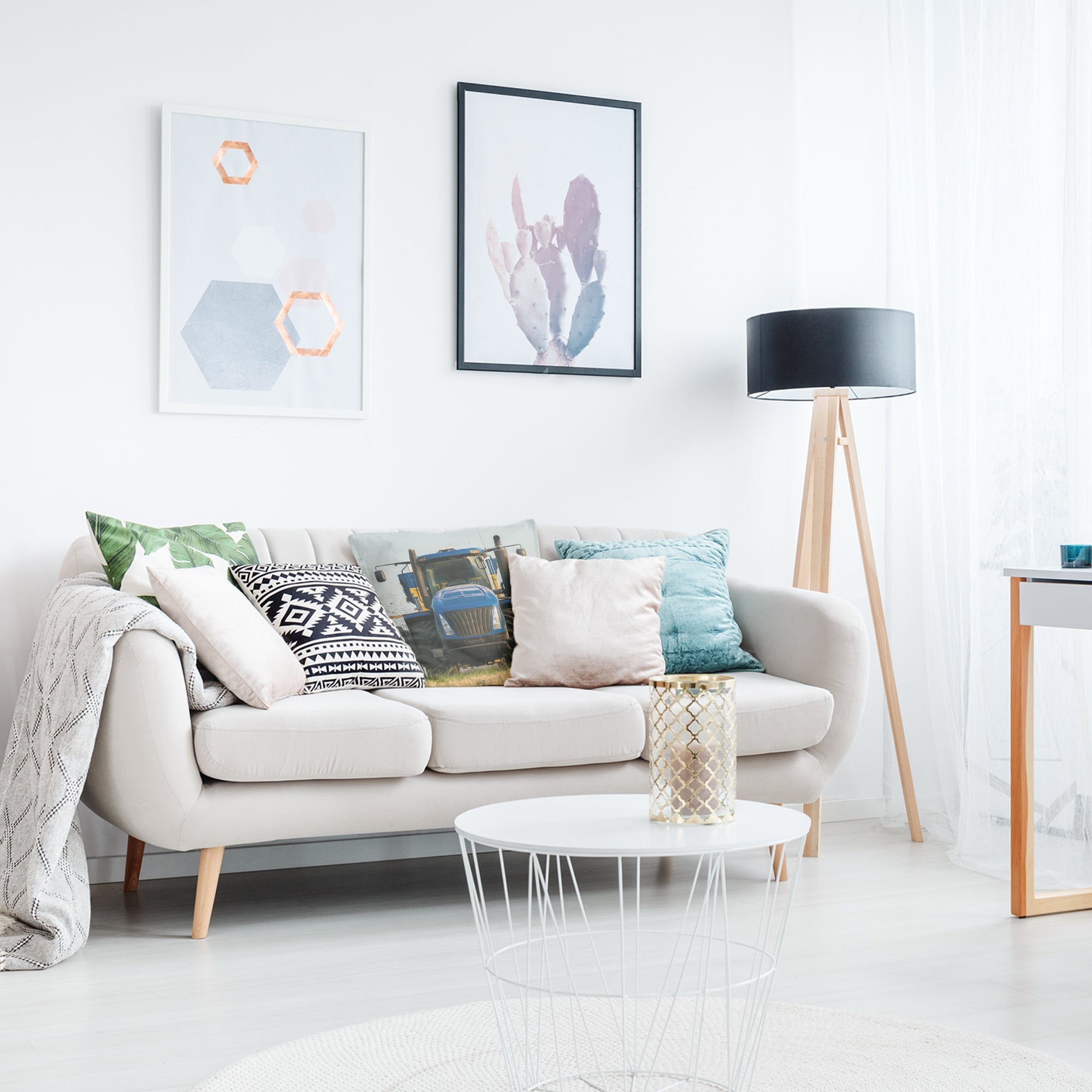 Cuscino salute trattore in blu