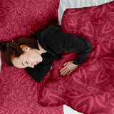 Coperta terapeutica originale - Rivestimento in cotone rosso con motivo a cuore rosa