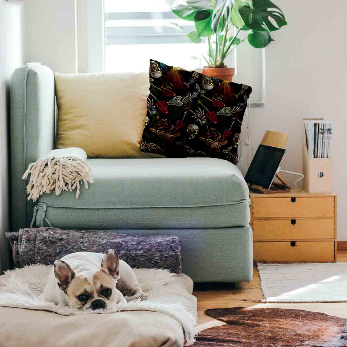 Cuscino salute Halloween scheletro