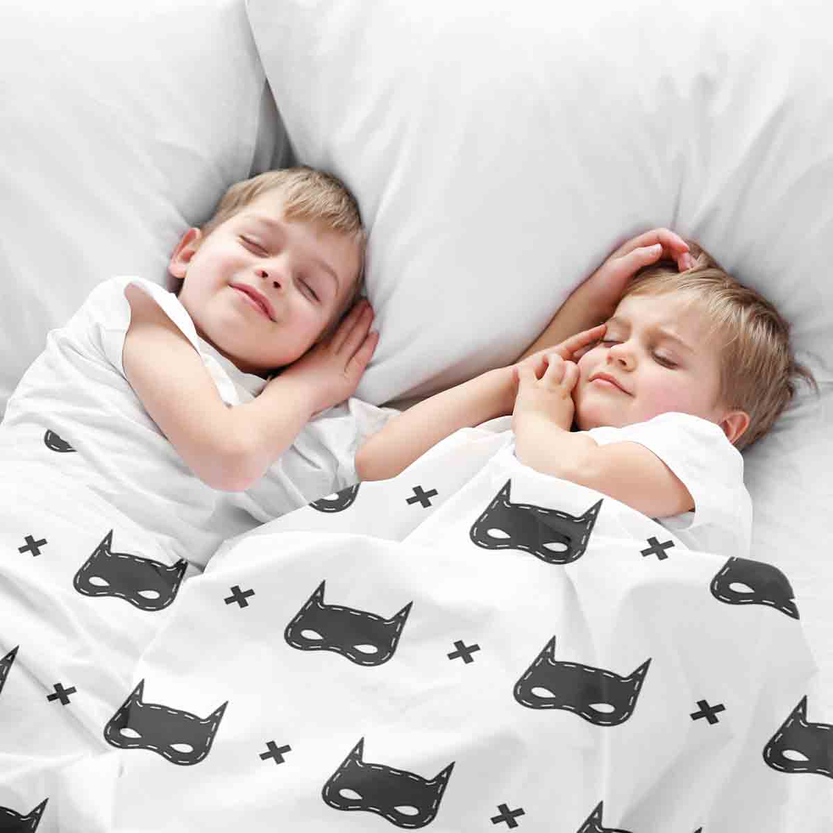 Therapy blankets bedding set white with cat mask