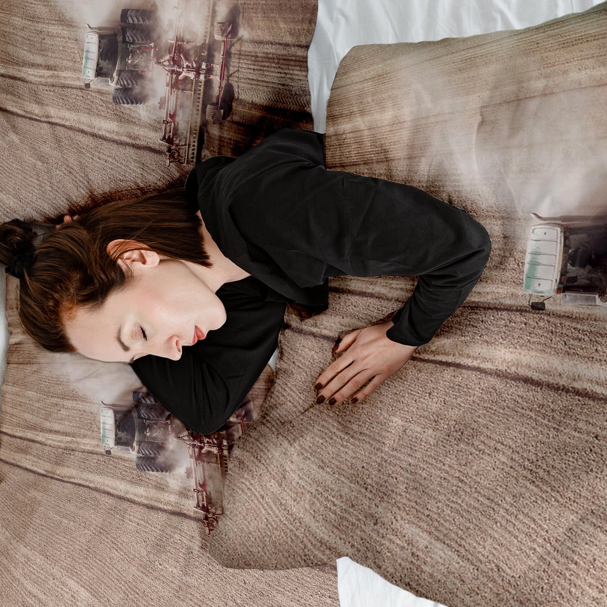 Juego de ropa de cama con manta terapéutica Tractor en polvo