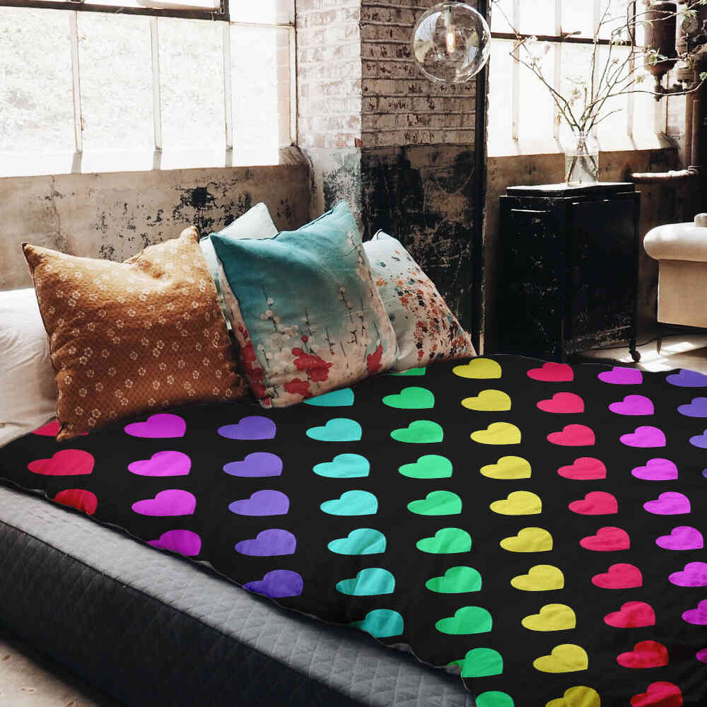 Therapy blankets bedding set colorful hearts