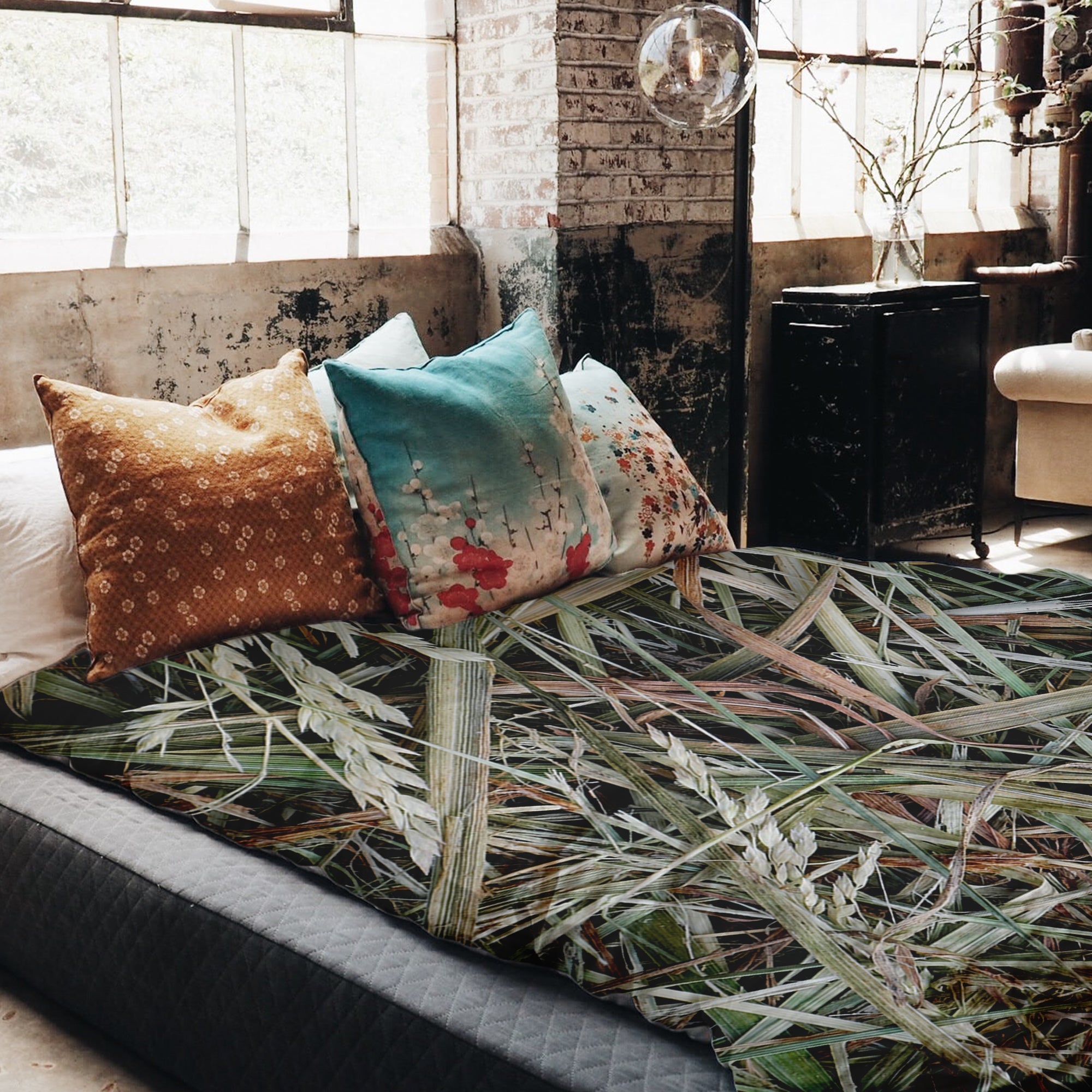 Therapy blankets bedding set white with straw