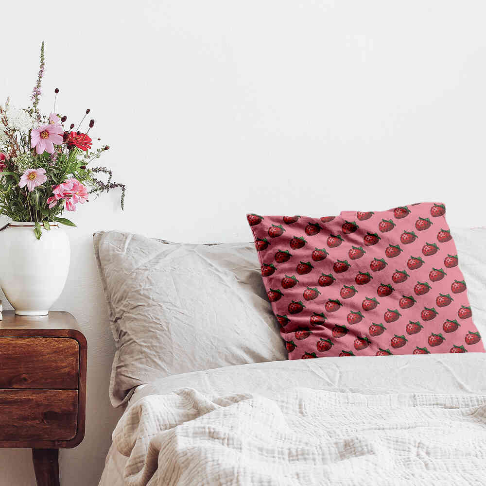 Health pillow pink with strawberries