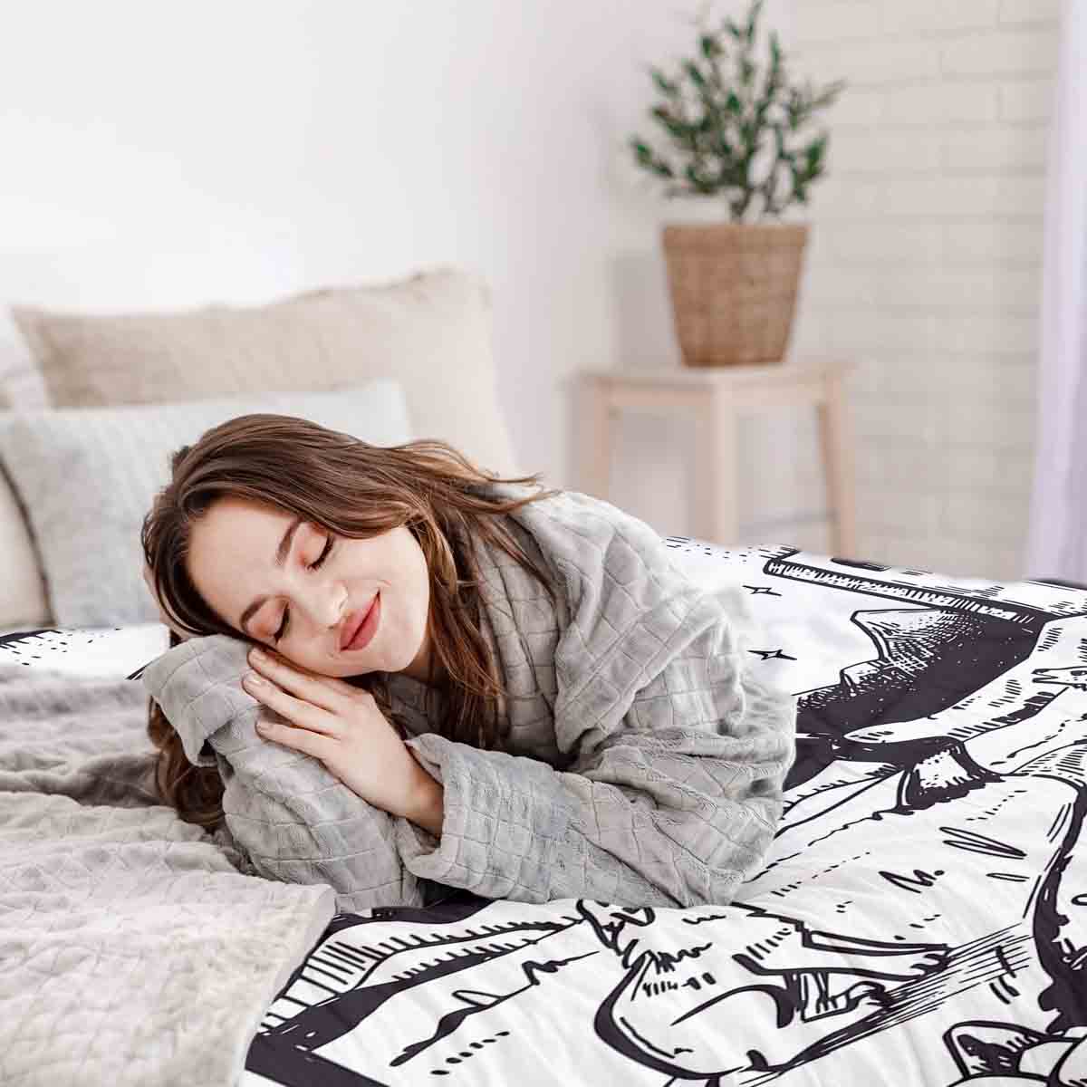 Therapy blankets bedding set wolf and moon