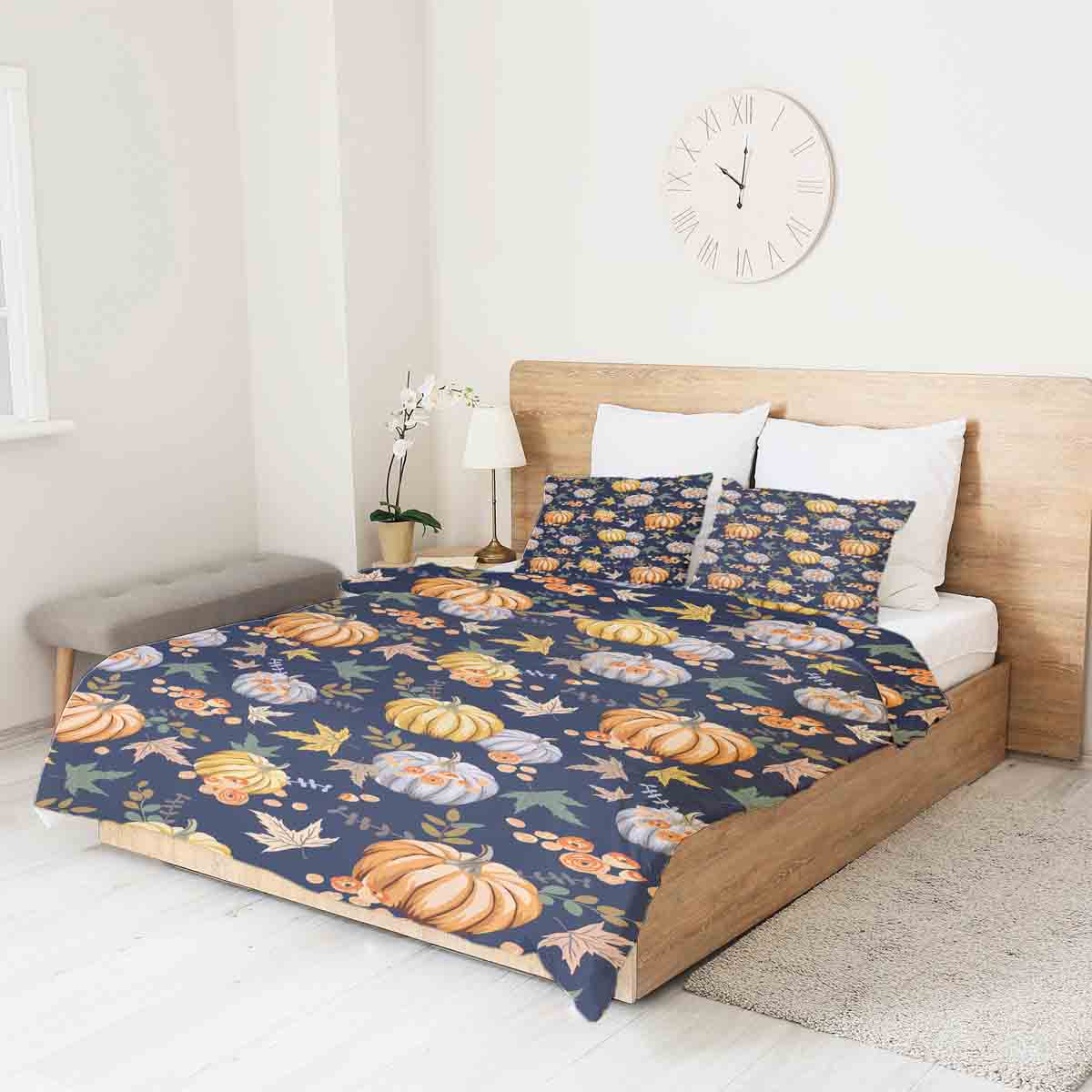Original therapy blanket - cotton cover blue with pumpkins