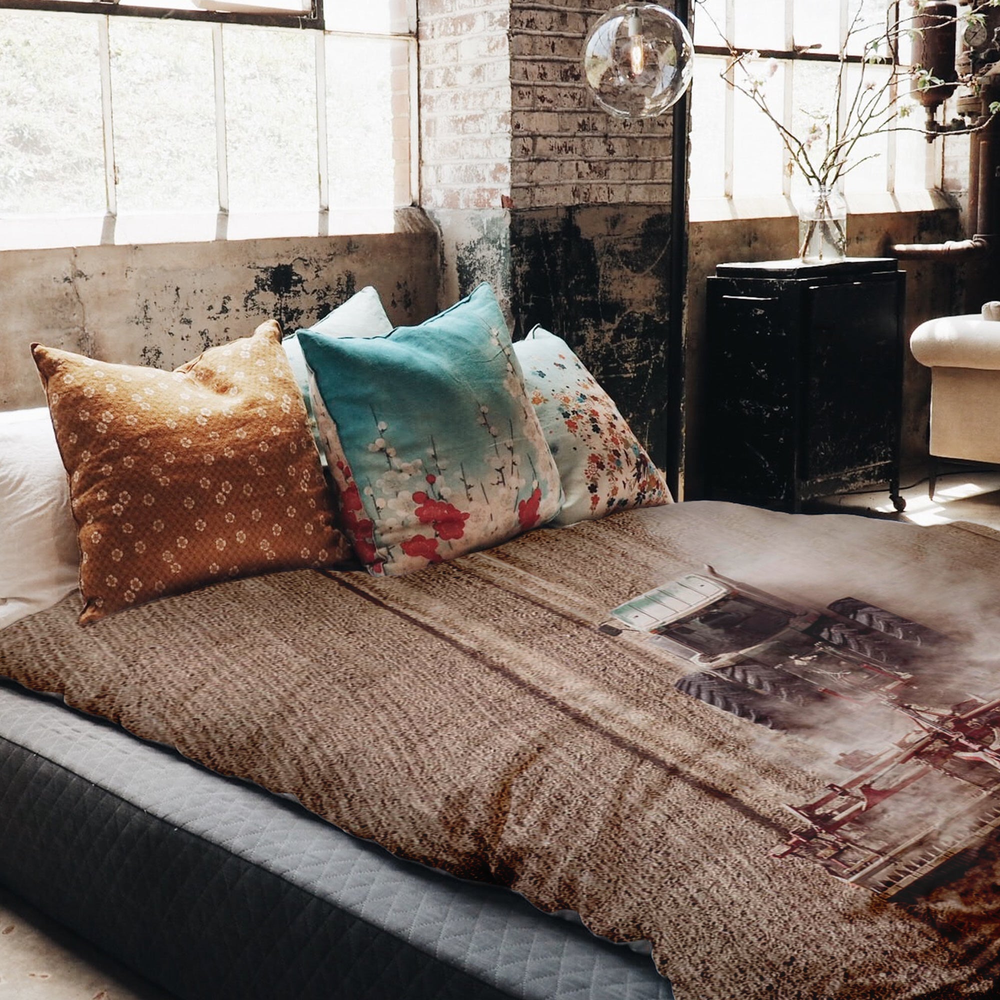 Juego de ropa de cama con manta terapéutica Tractor en polvo