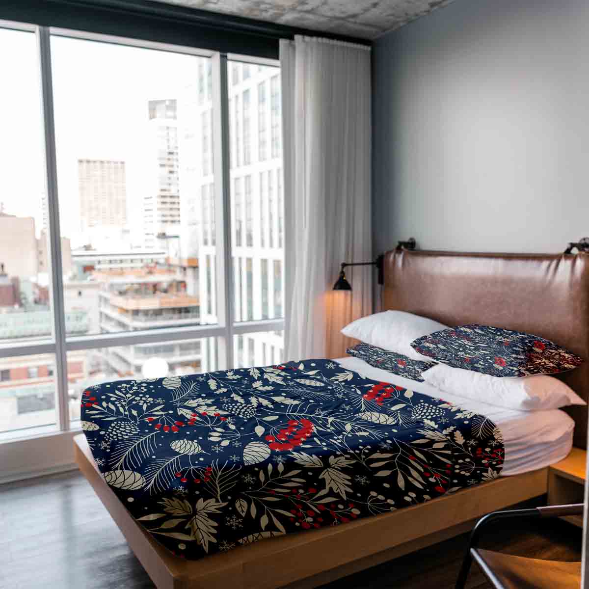 Set di biancheria da letto con coperte terapeutiche e foglie natalizie