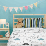 Juego de ropa de cama con manta terapéutica blanca con erizo