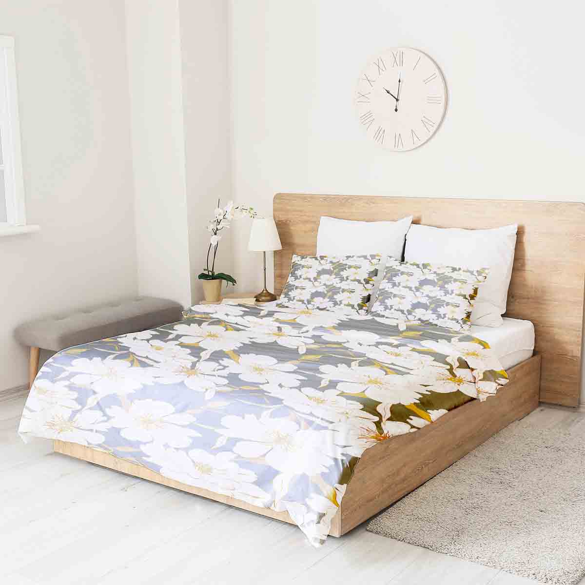 Set di biancheria da letto con coperte terapeutiche e fiori di aster rosa