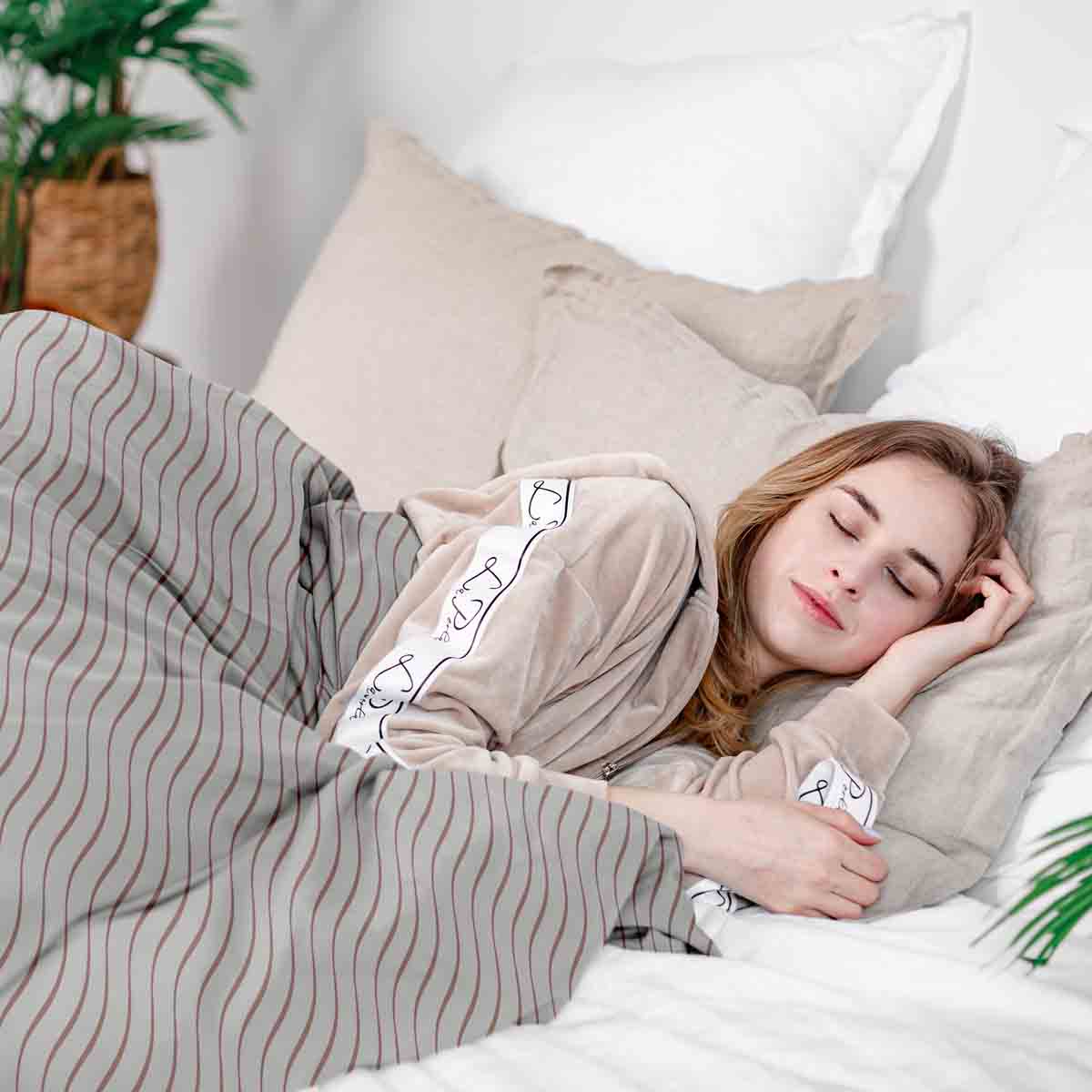 Set di biancheria da letto con coperta terapeutica rosa a onde