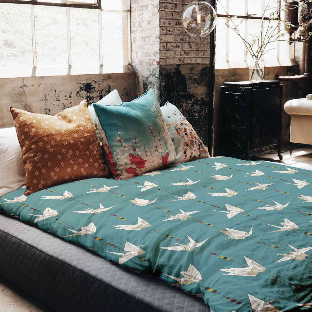 Therapy blankets bedding set origami swan