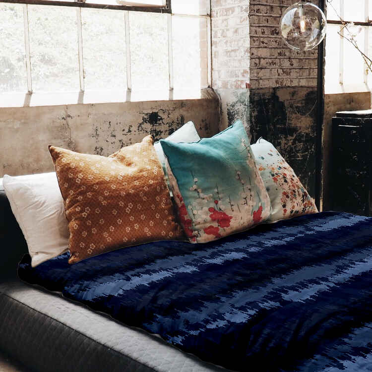 Therapy blankets bedding set blue sound waves