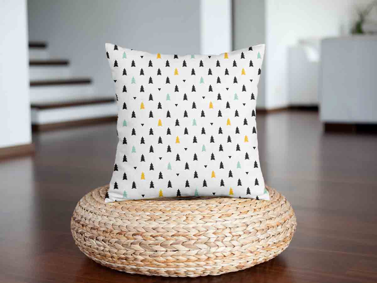 Health pillow white with small fir trees