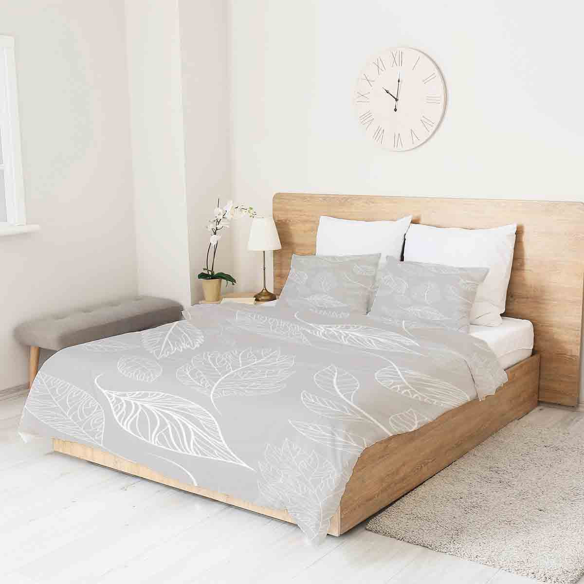 Manta terapéutica original - Funda de algodón beige con hojas claras
