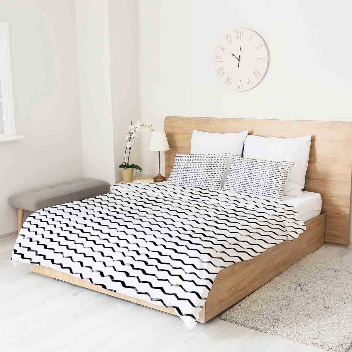 Manta terapéutica original - Funda de algodón blanca con zigzag