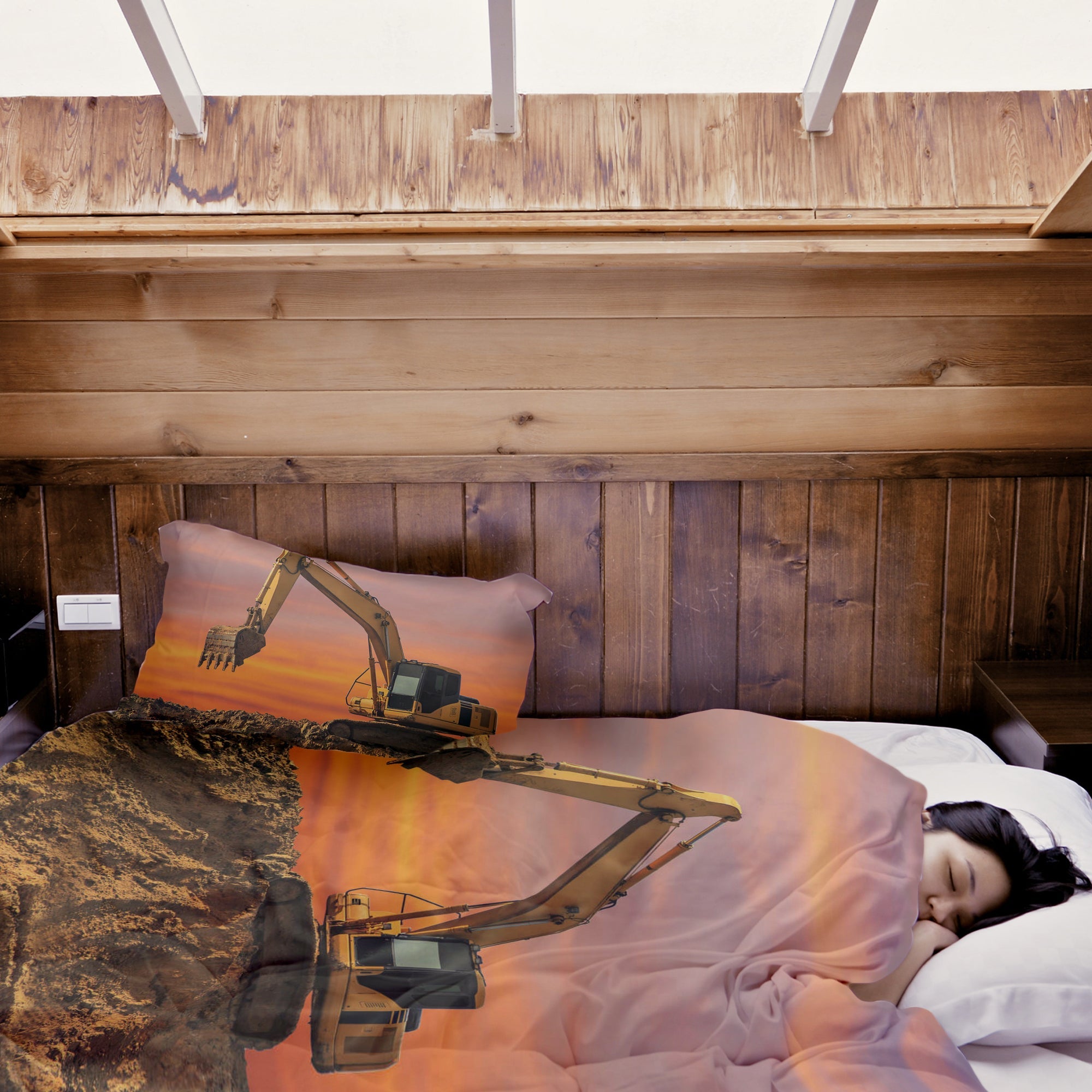 Therapiedekens Beddengoed Set Tractor bij zonsopgang